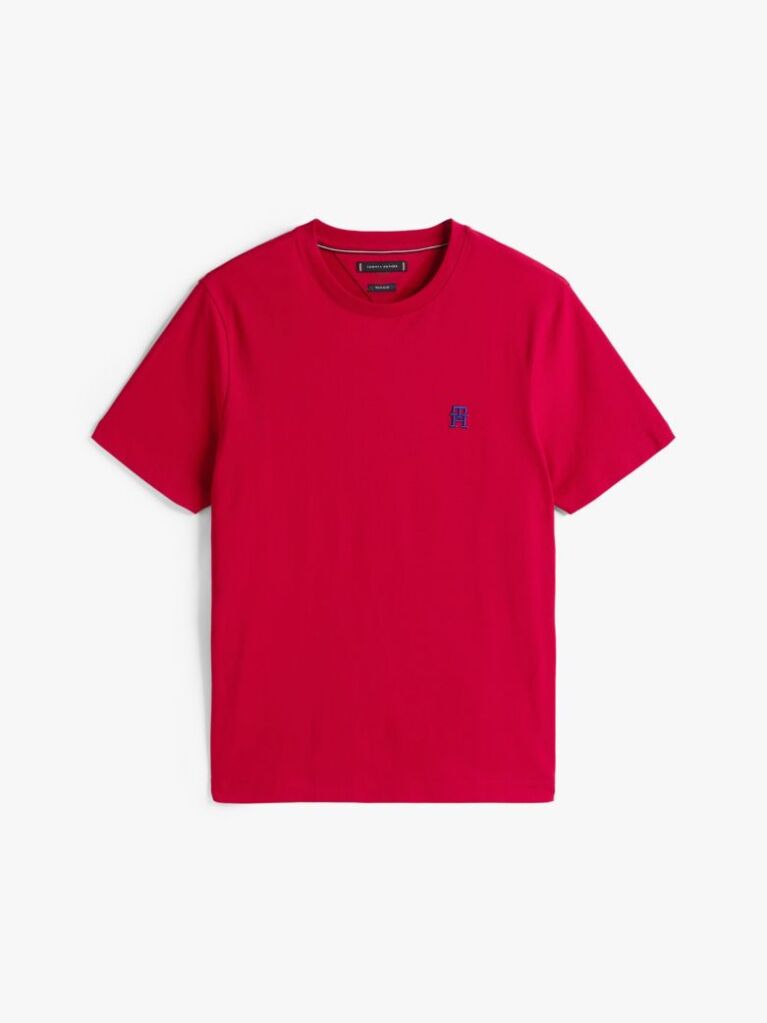 Rosu Tricou Cu Broderie Th Monogram Contrastanta  Barbati