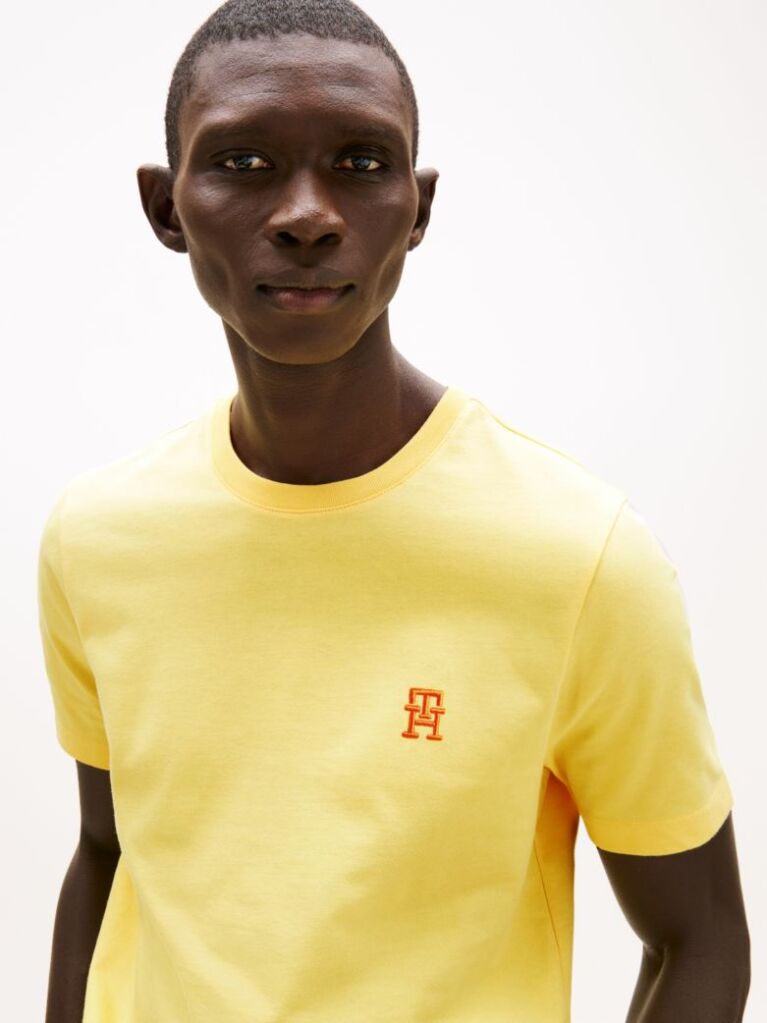 Galben Tricou Cu Broderie Th Monogram Contrastanta  Barbati