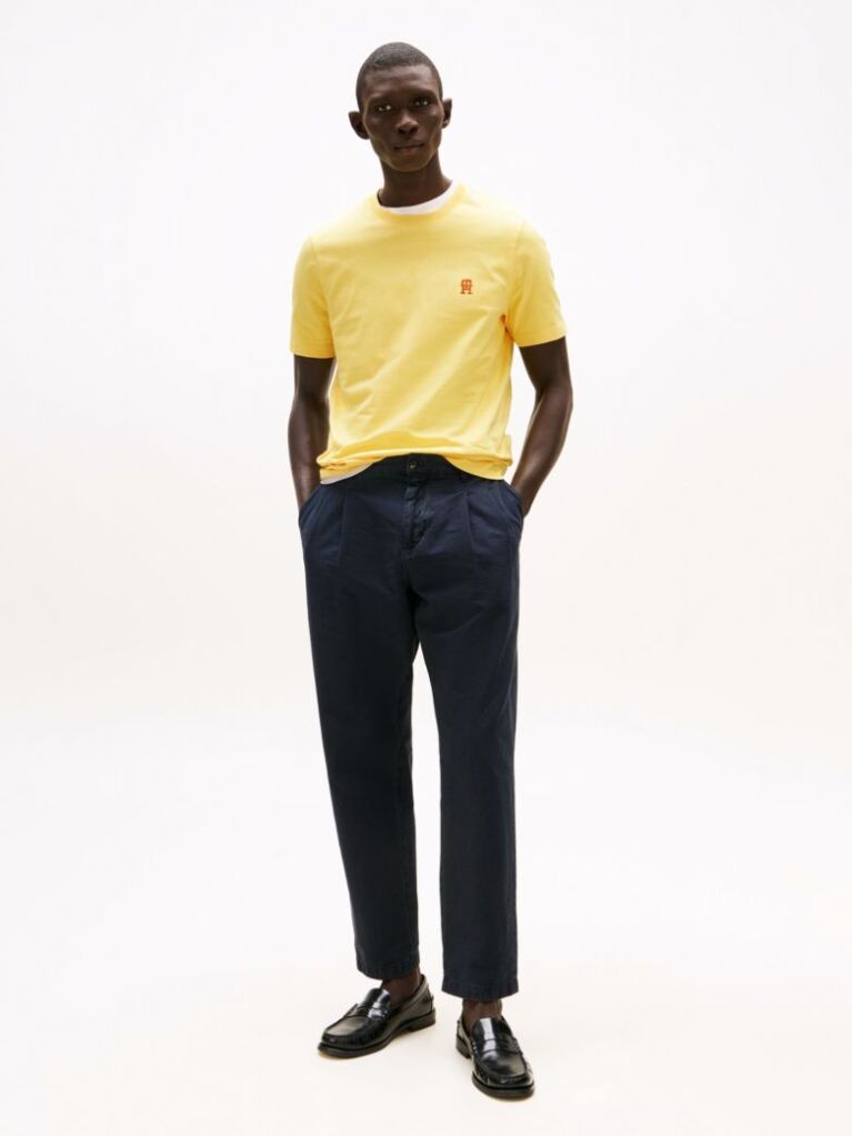 Galben Tricou Cu Broderie Th Monogram Contrastanta  Barbati