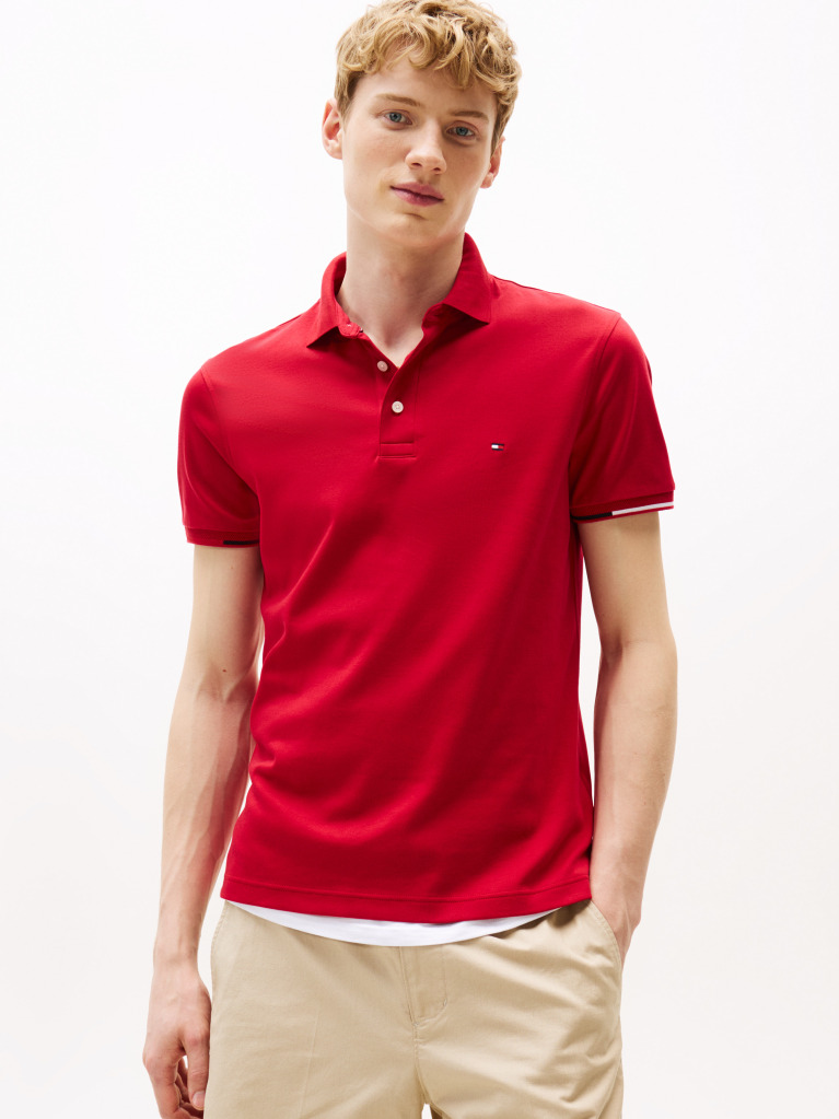 Rosu Tricou Polo Slim Fit Signature  Barbati