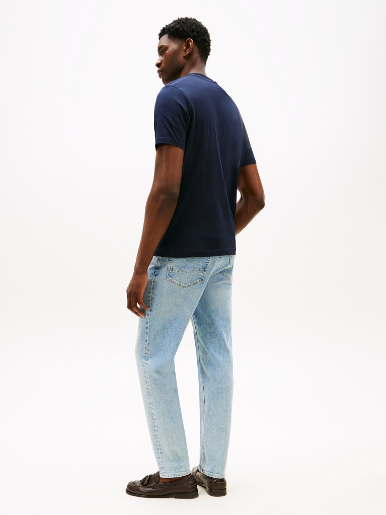 Blue Tricou Cu Guler Rotund Cu Logo  Barbati