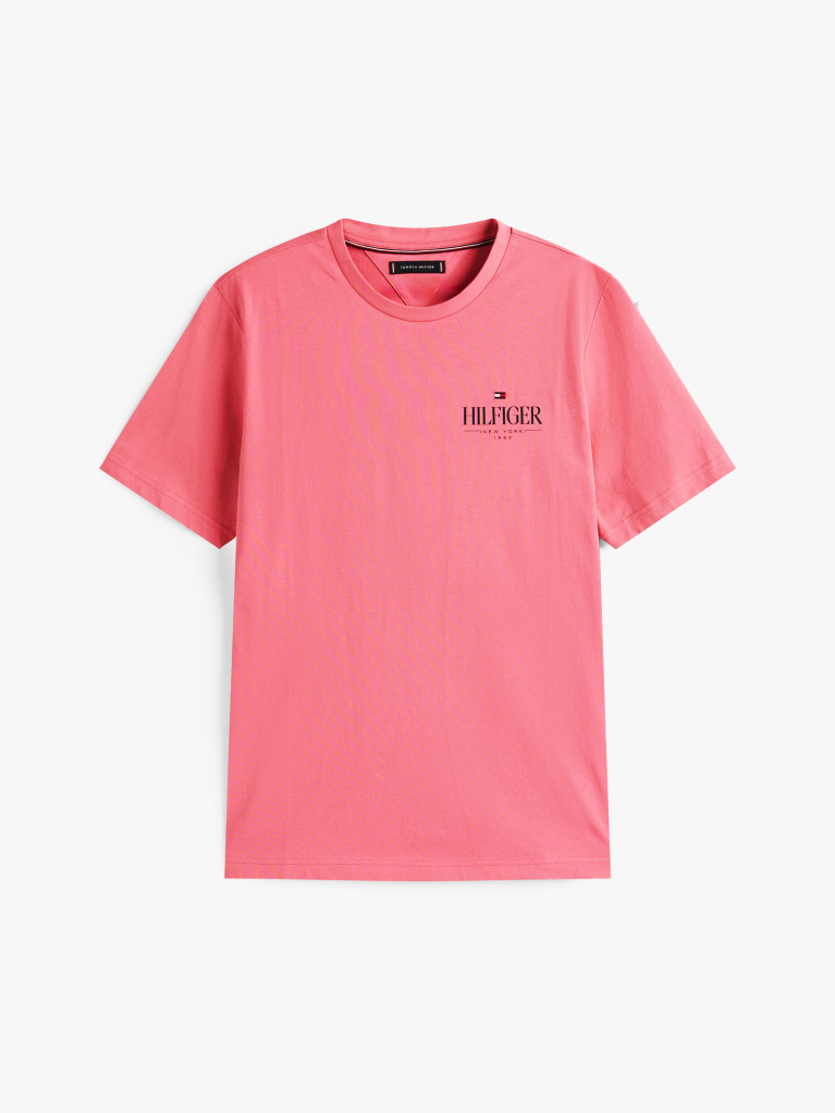Roz Tricou Cu Guler Rotund Cu Logo  Barbati