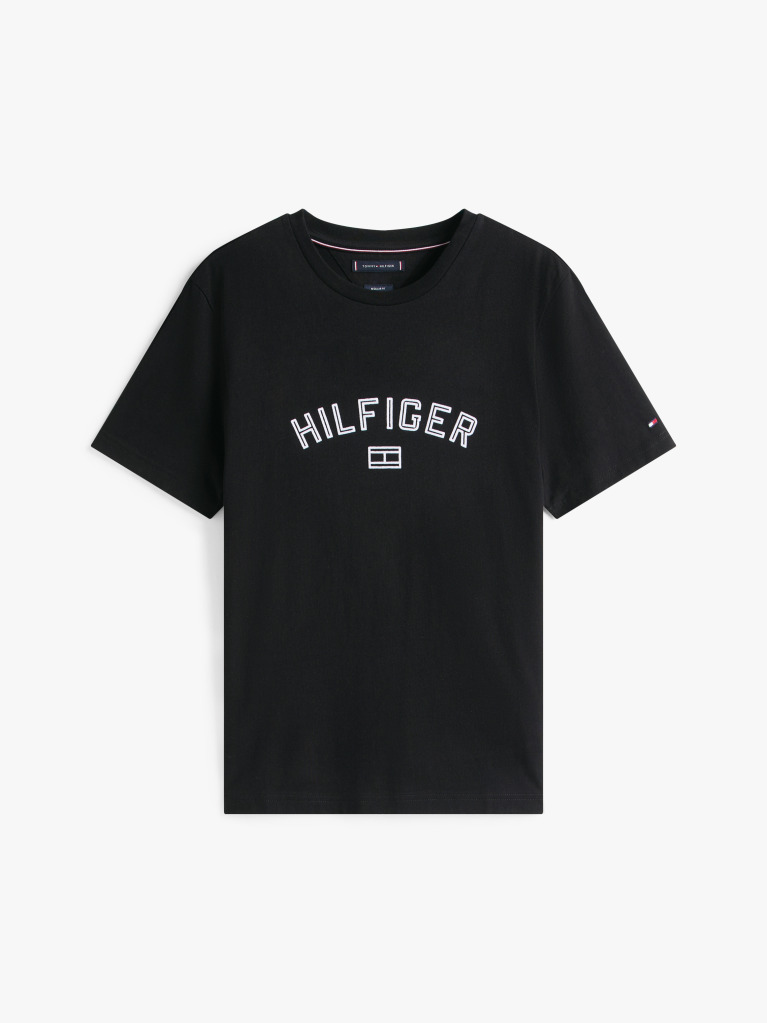 Negru Tricou Hilfiger Flock  Barbati