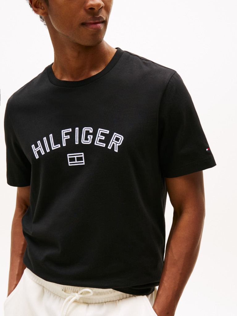 Negru Tricou Hilfiger Flock  Barbati