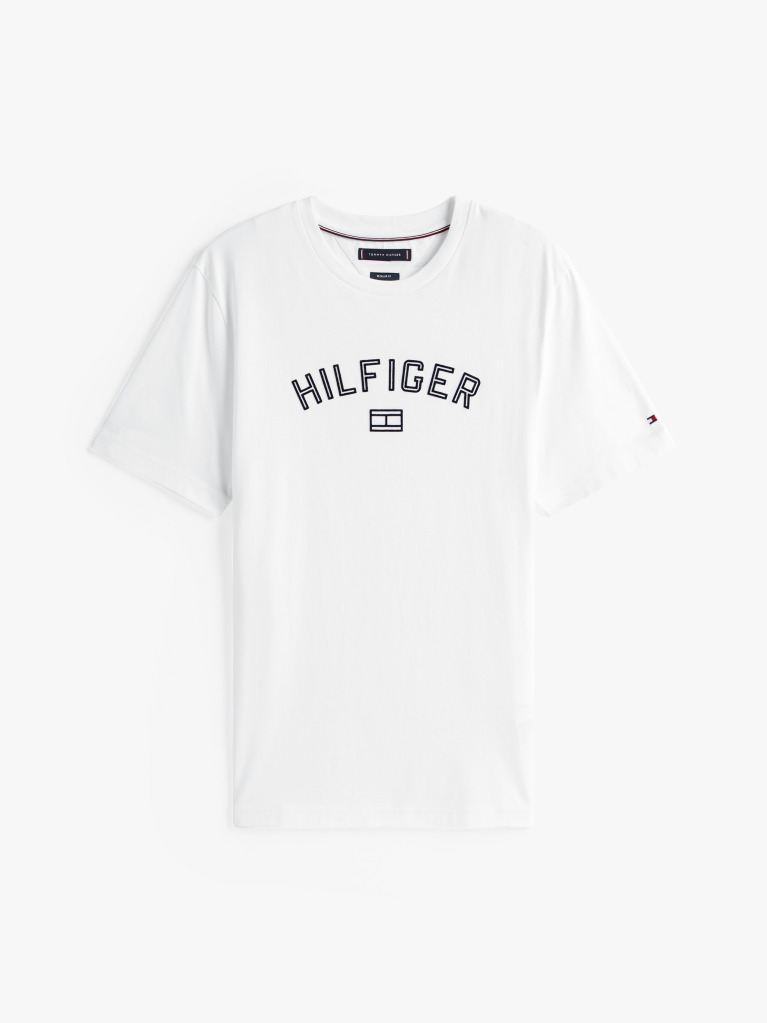 Alb Tricou Hilfiger Flock  Barbati
