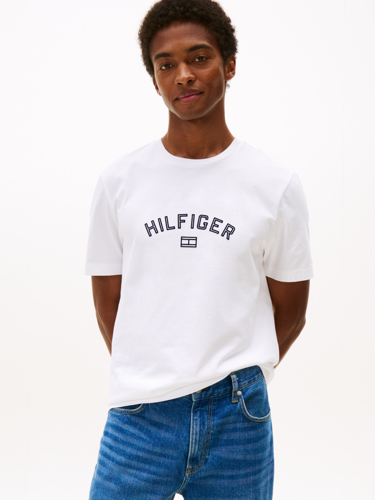 Alb Tricou Hilfiger Flock  Barbati