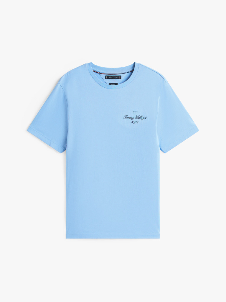 Blue Tricou Cu Logo NYC Cu Steag  Barbati