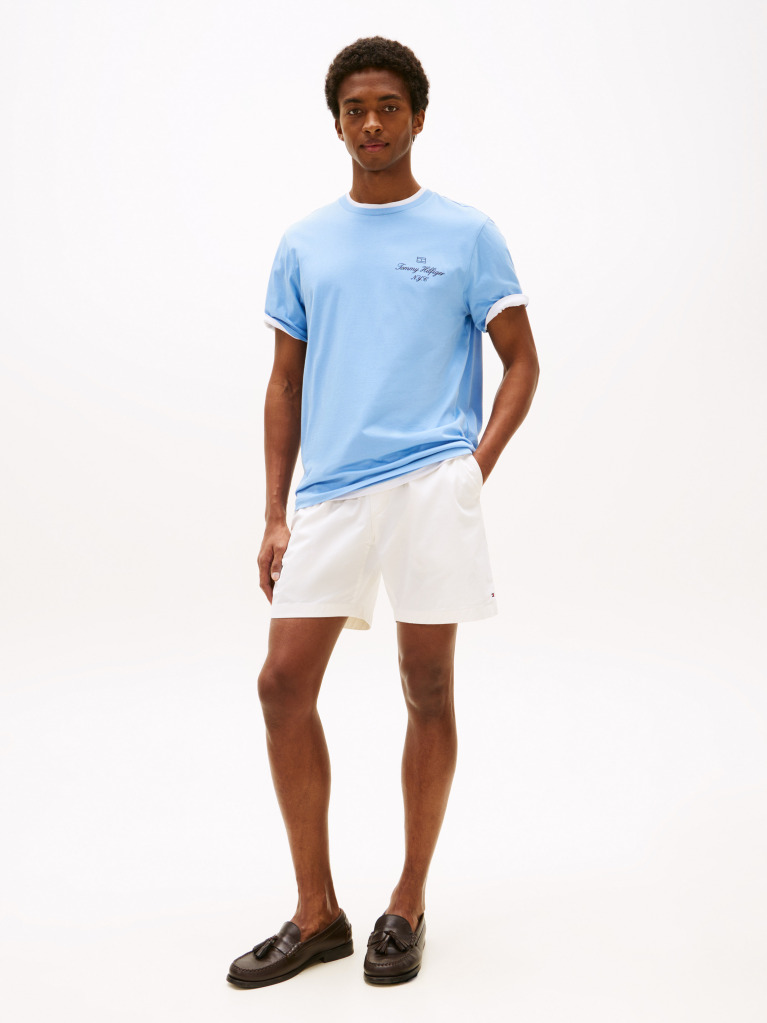 Blue Tricou Cu Logo NYC Cu Steag  Barbati