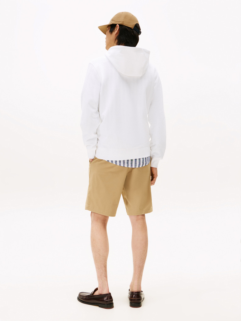 White Hilfiger Stacked Hooded Zip Thru  Men