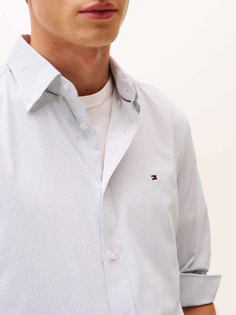 White Performance Print Shirt  Men