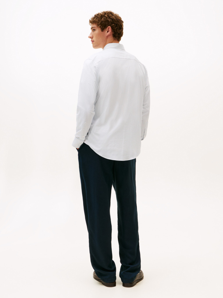 White Performance Print Shirt  Men