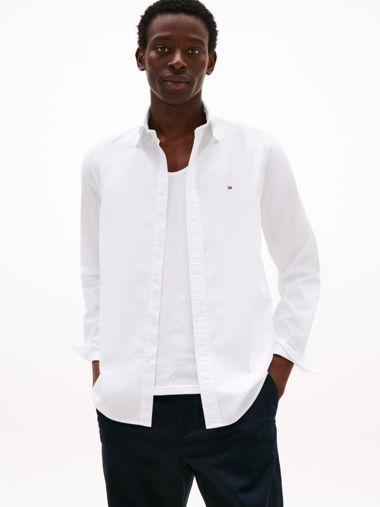 Multi Flex Poplin Fake Solid Shirt  Men