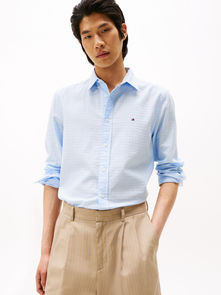 Blue Camasa Regular Fit Dobby  Barbati