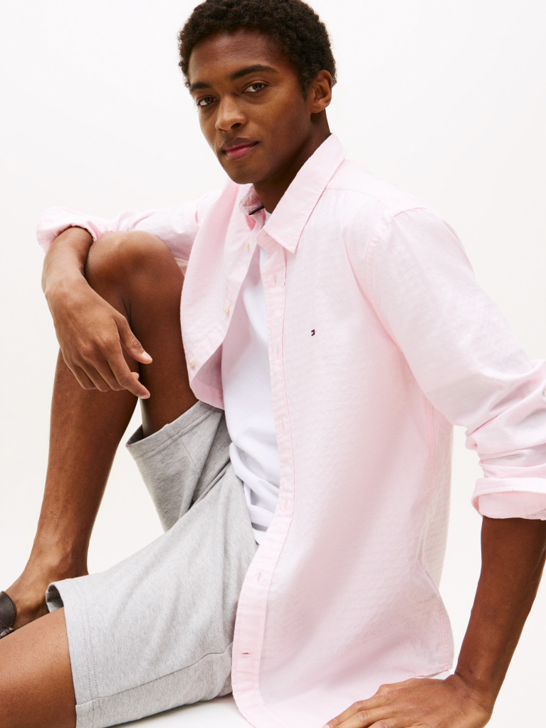 Pink Regular Fit Dobby Shirt  Men