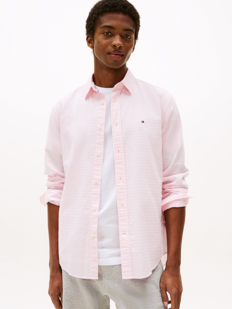 Pink Regular Fit Dobby Shirt  Men