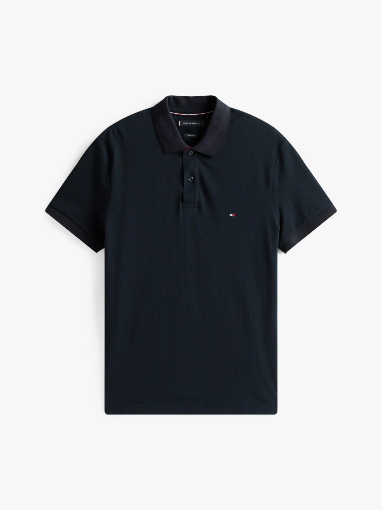 Blue Contrast Collar Cuff Regular Polo Shirt  Men