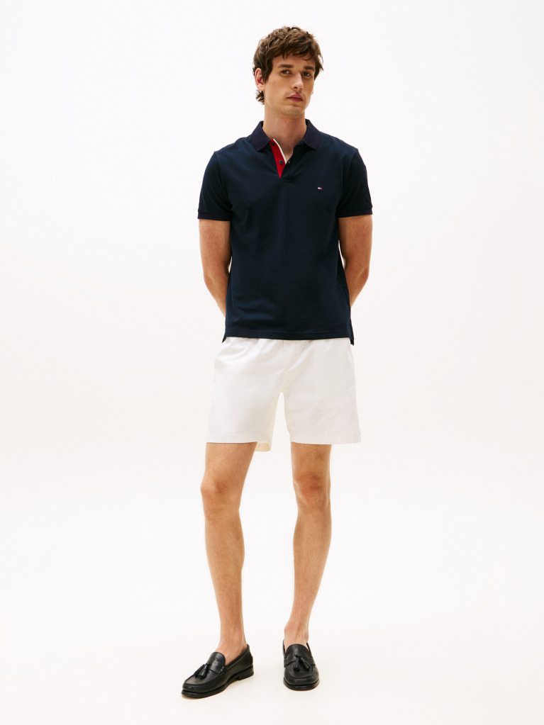 Blue Contrast Collar Cuff Regular Polo Shirt  Men