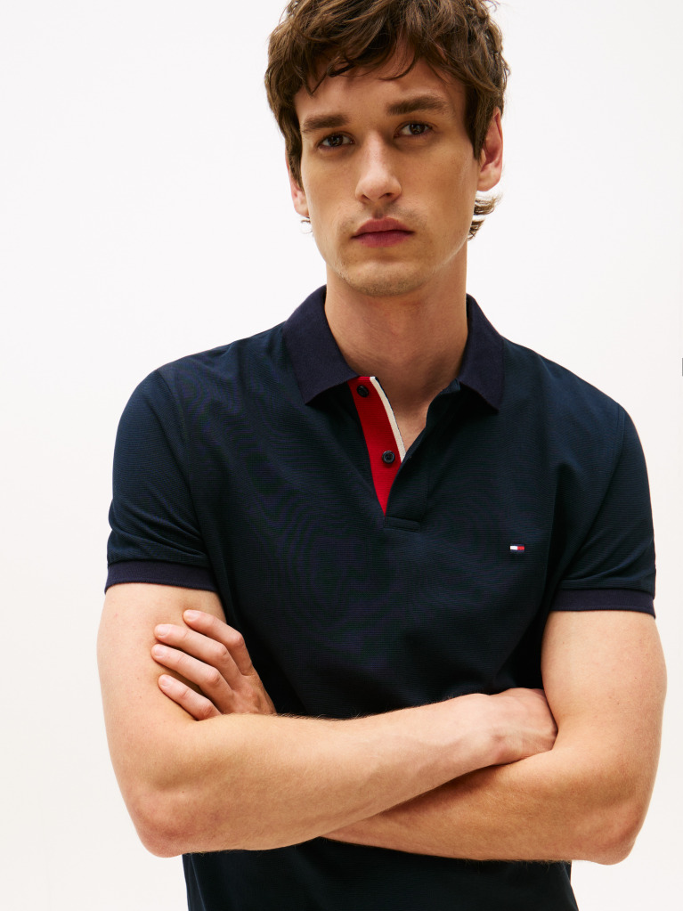 Blue Contrast Collar Cuff Regular Polo Shirt  Men