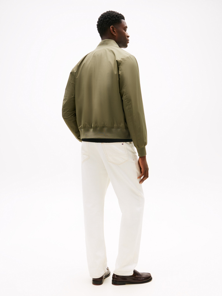 Green Packable Water Repellent Relaxed Bomber Jacket  Men