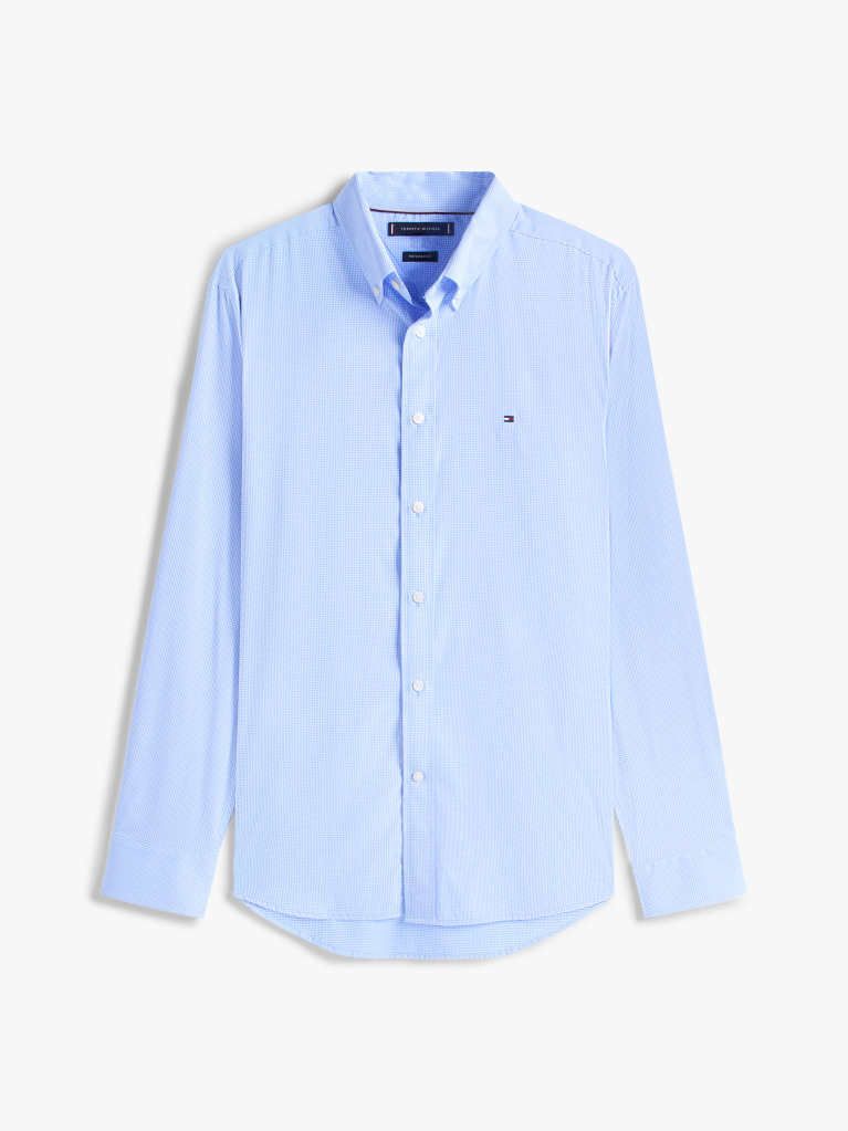 Blue Performance Mid Scale Gingham Shirt  Men