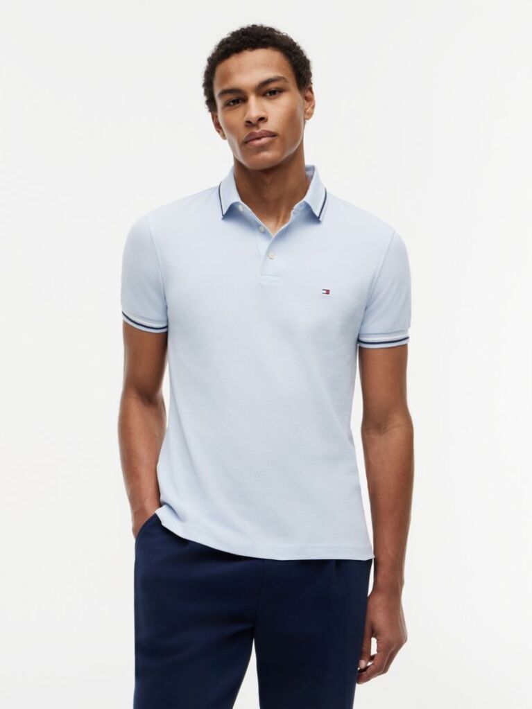 Blue Tricou Polo Slim Fit Pique  Barbati