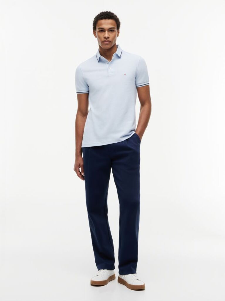 Blue Tricou Polo Slim Fit Pique  Barbati