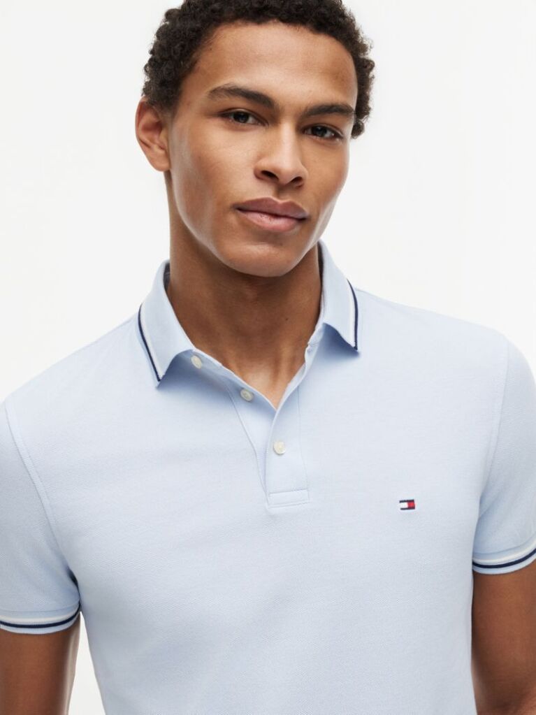Blue Tricou Polo Slim Fit Pique  Barbati