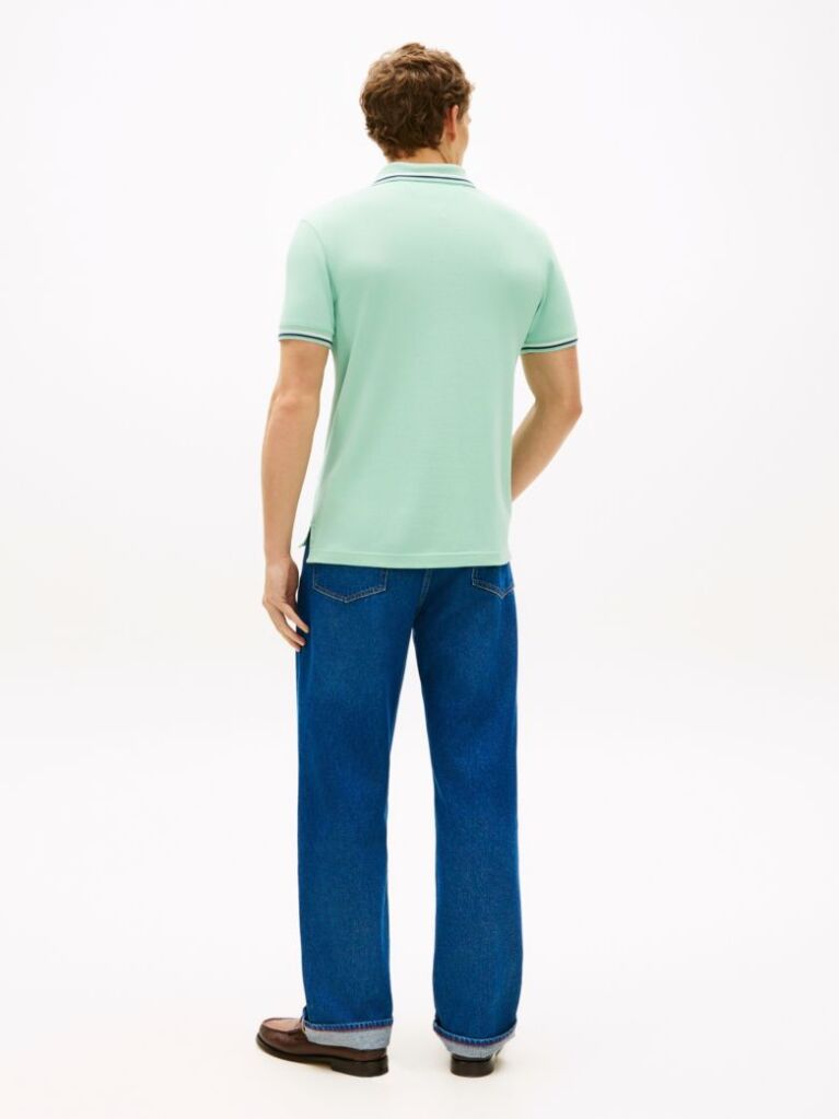 Verde Tricou Polo Slim Fit Pique  Barbati