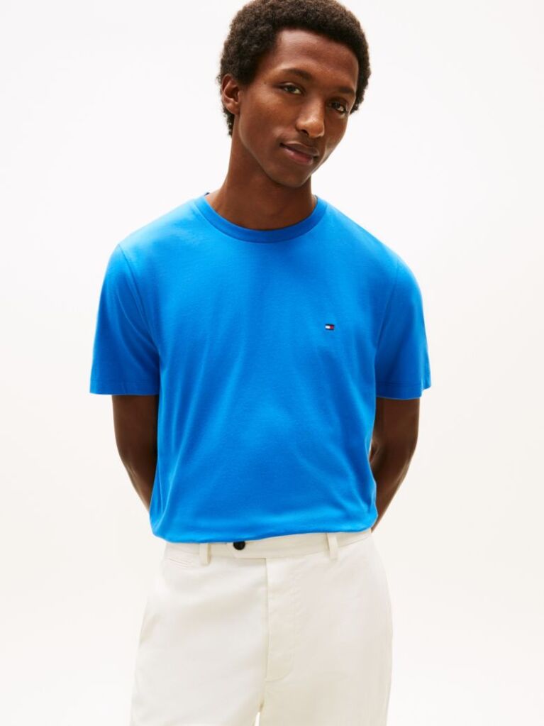 Blue Flag Embroidery T-Shirt  Men