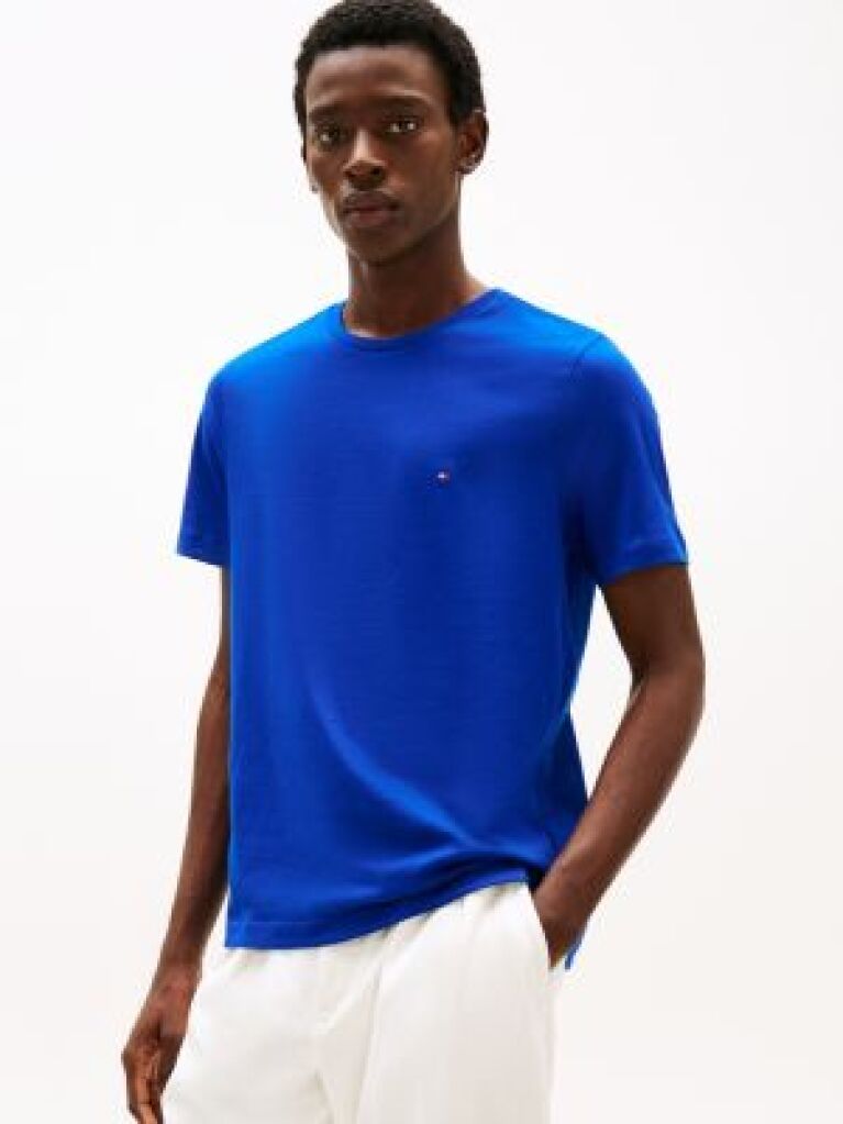 Blue Tricou Cu Broderie Steag  Barbati