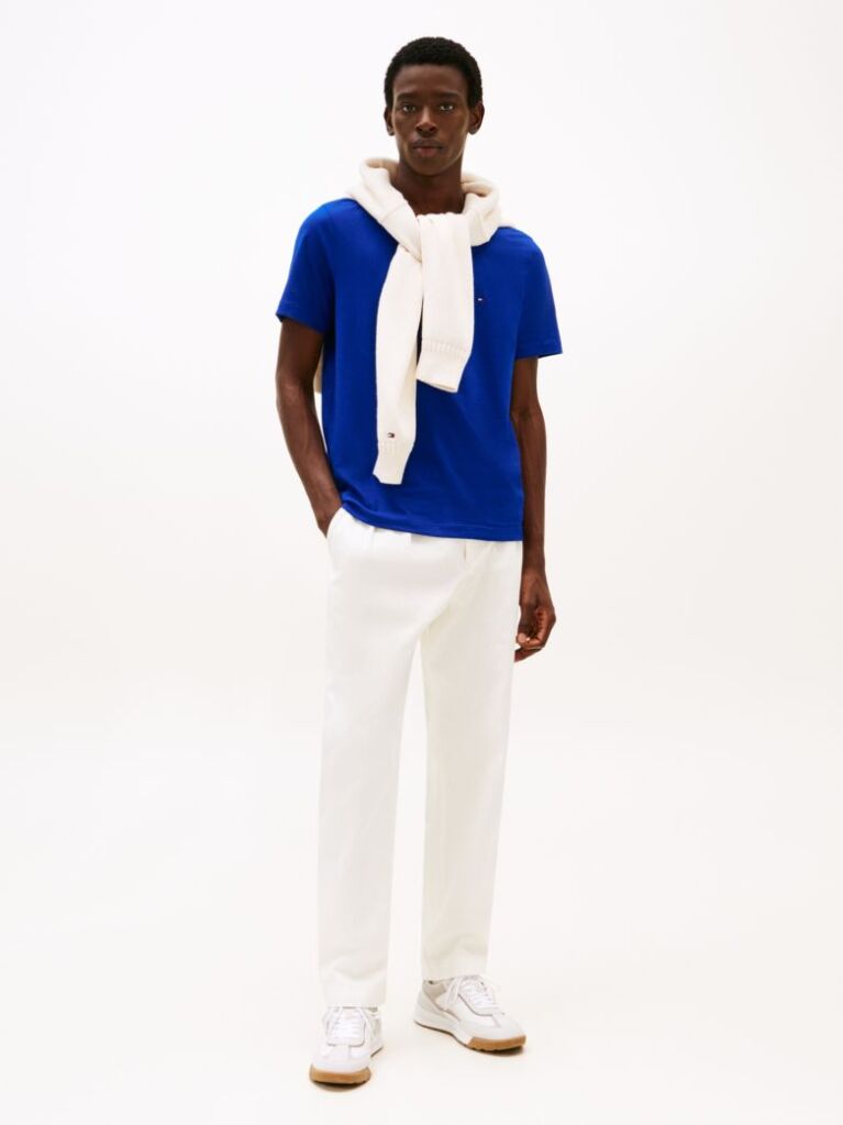 Blue Tricou Cu Broderie Steag  Barbati