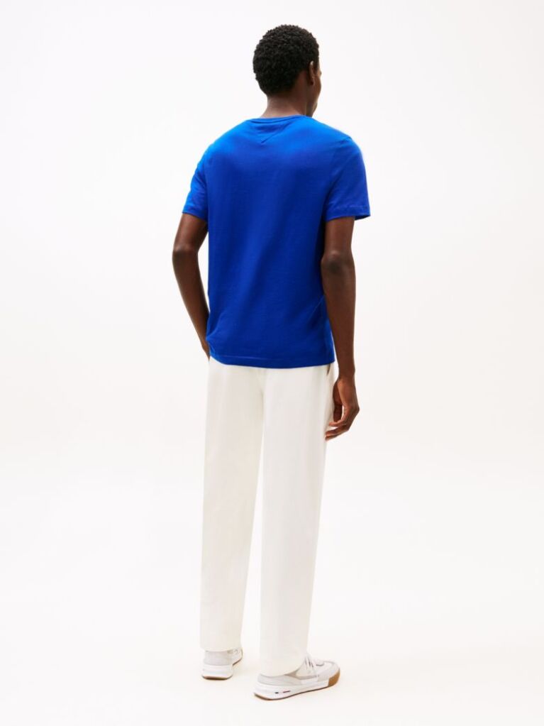 Blue Tricou Cu Broderie Steag  Barbati