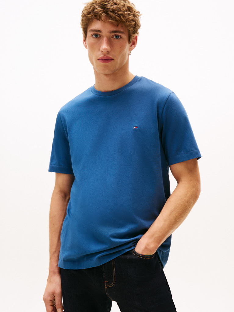 Blue Flag Embroidery T-Shirt  Men