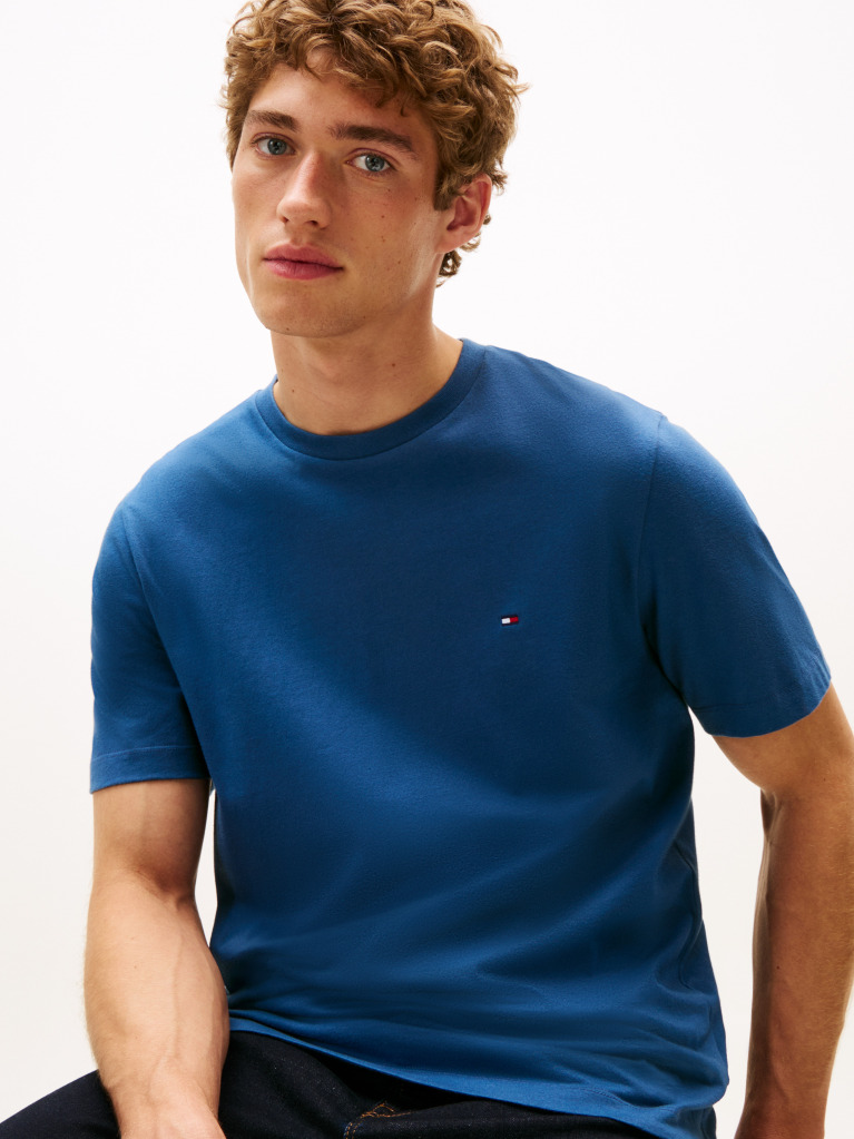 Blue Flag Embroidery T-Shirt  Men