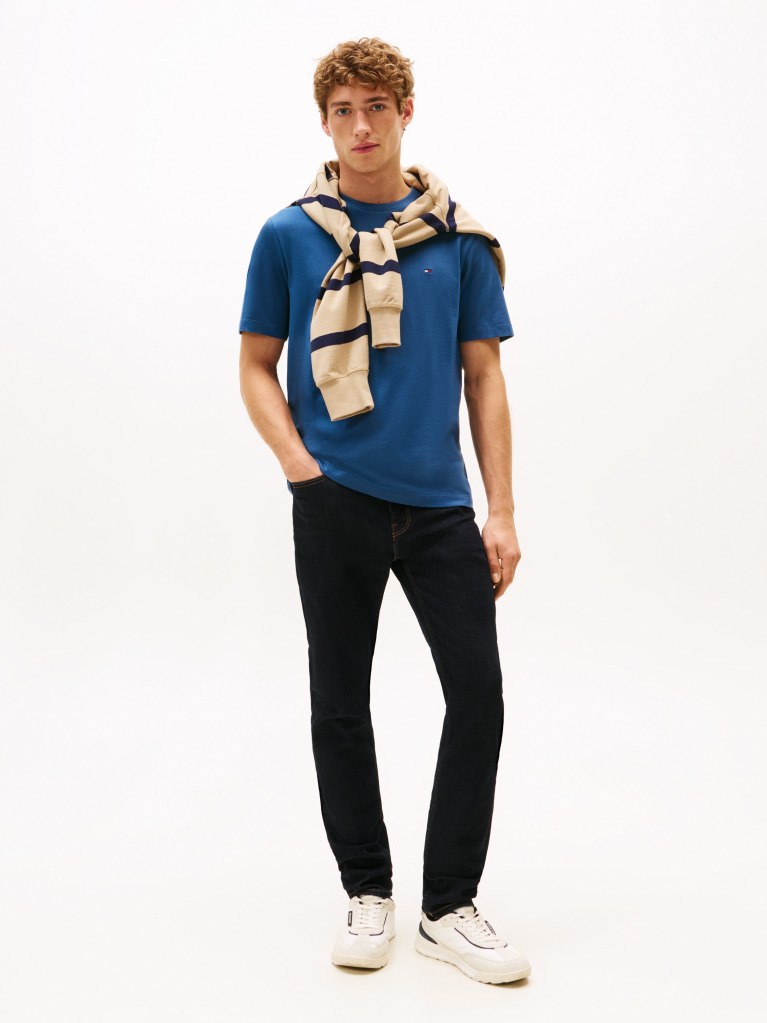 Blue Flag Embroidery T-Shirt  Men