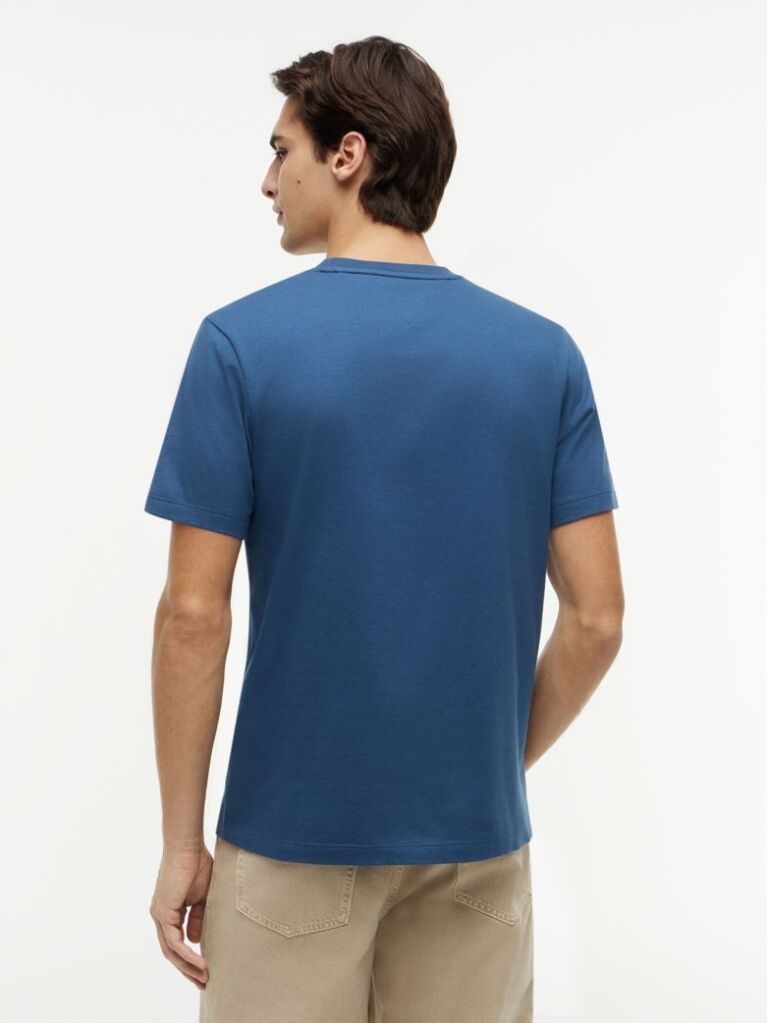 Blue Tricou Cu Broderie Steag  Barbati