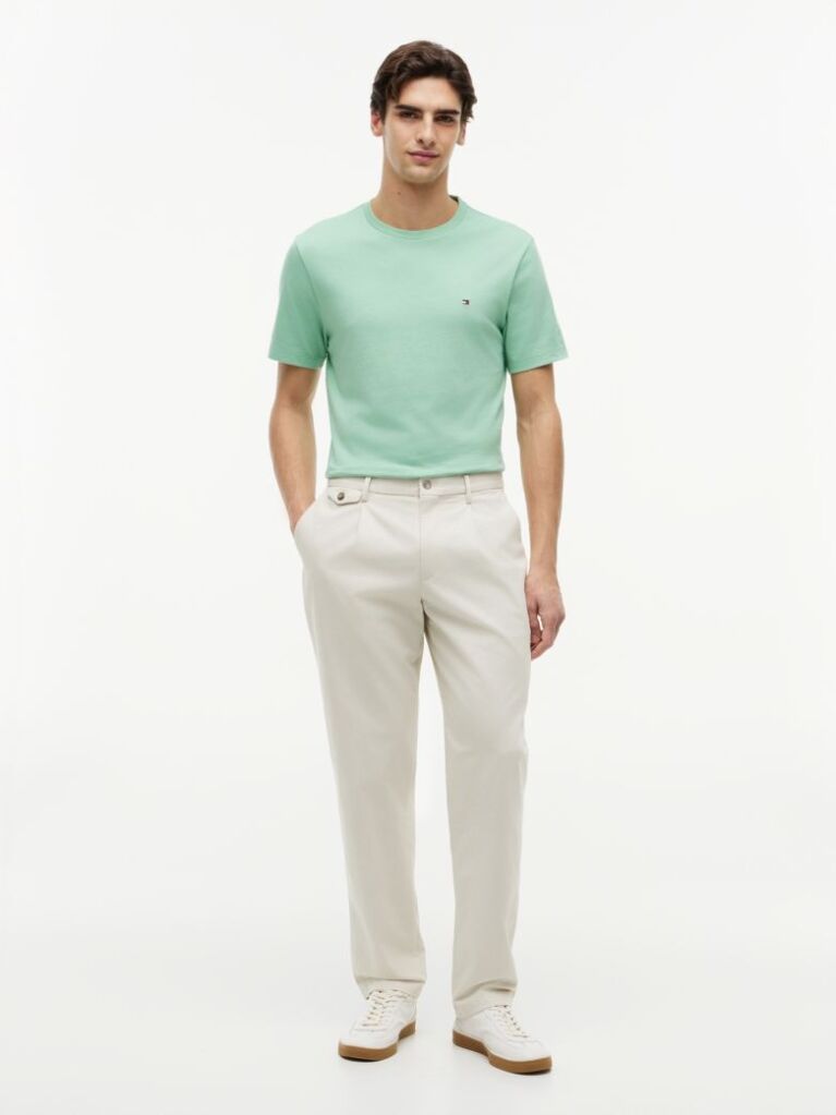 Verde Tricou Cu Broderie Steag  Barbati
