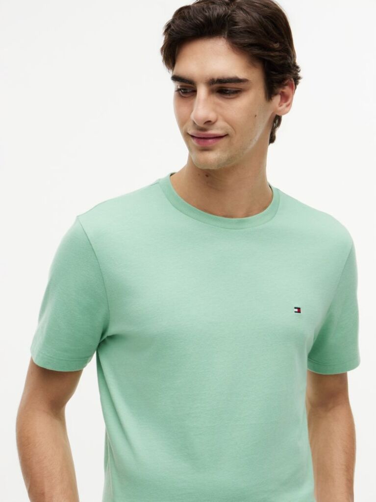 Verde Tricou Cu Broderie Steag  Barbati