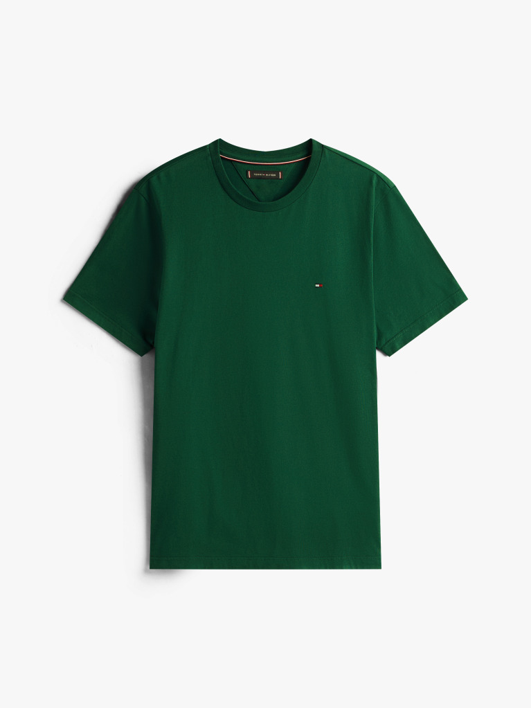 Verde Tricou Cu Broderie Steag  Barbati