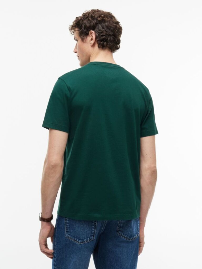 Verde Tricou Cu Broderie Steag  Barbati