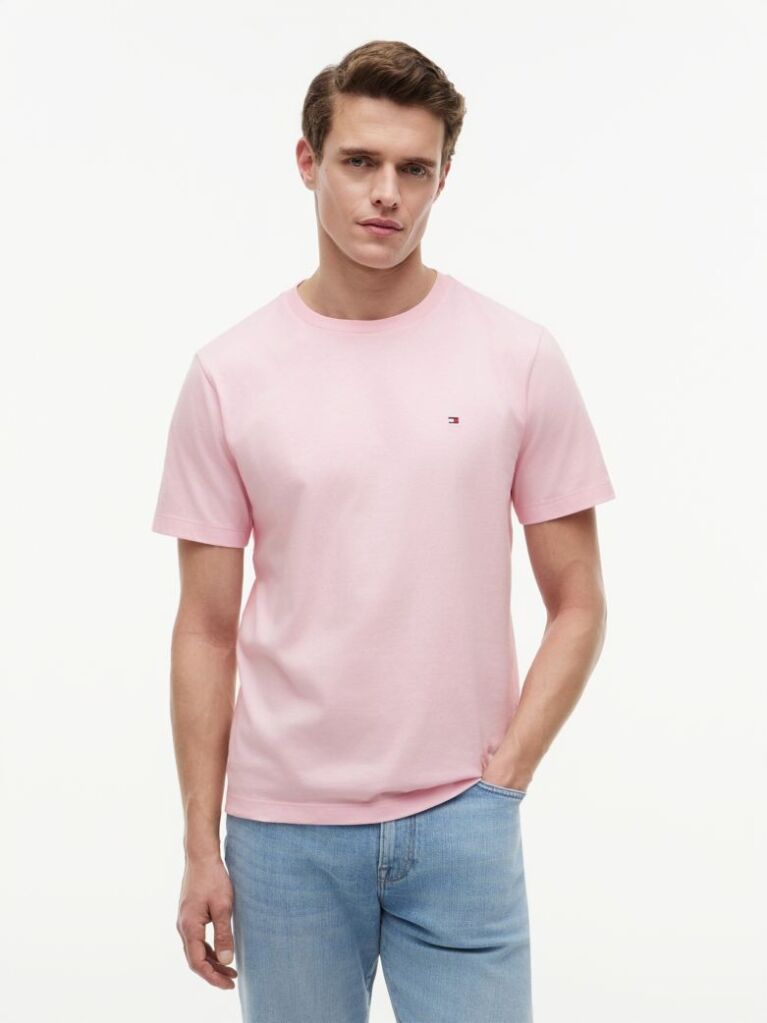 Pink Flag Embroidery T-Shirt  Men