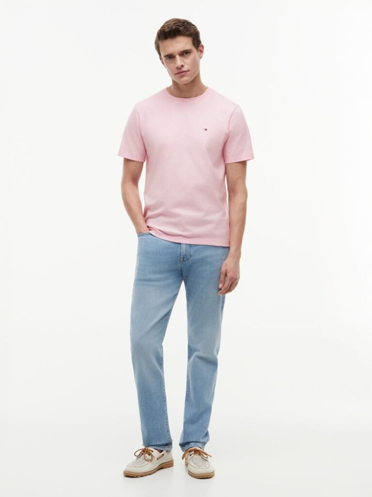 Pink Flag Embroidery T-Shirt  Men