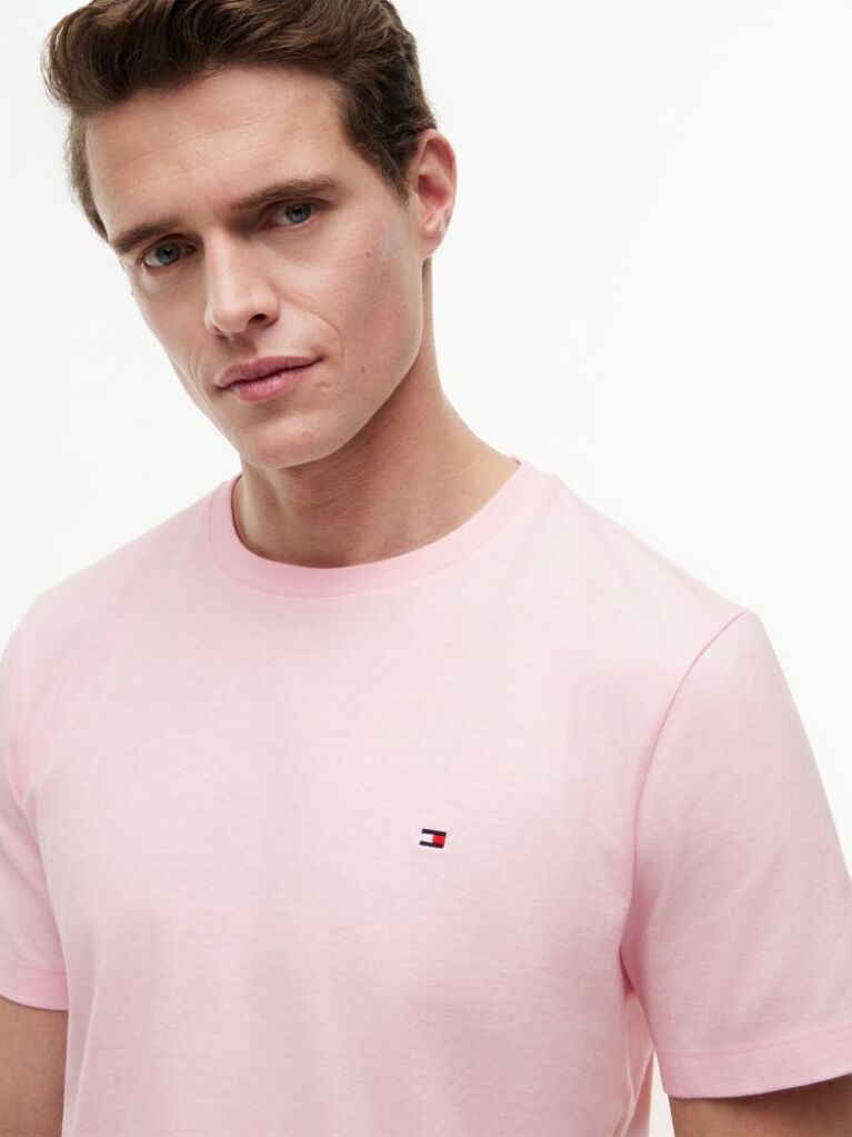Pink Flag Embroidery T-Shirt  Men