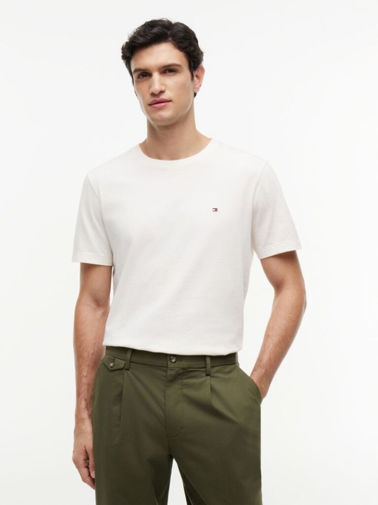 Bej Tricou Cu Broderie Steag  Barbati