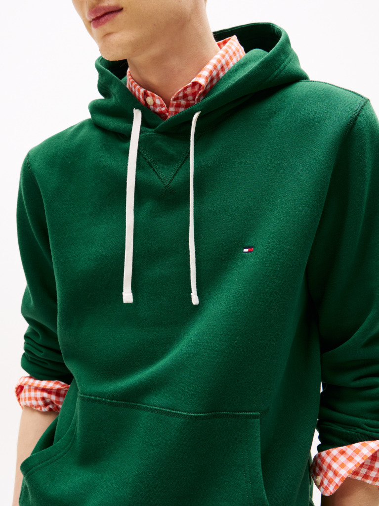Verde Hanorac Din Fleece Cu Broderie Steag  Barbati