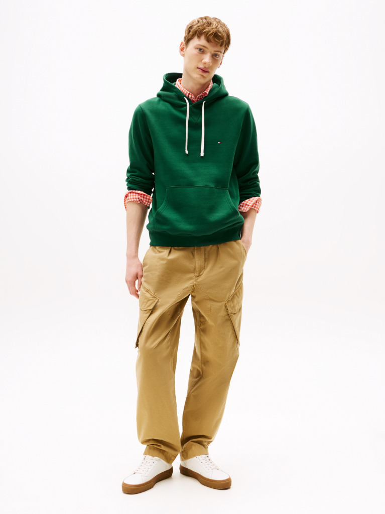 Verde Hanorac Din Fleece Cu Broderie Steag  Barbati