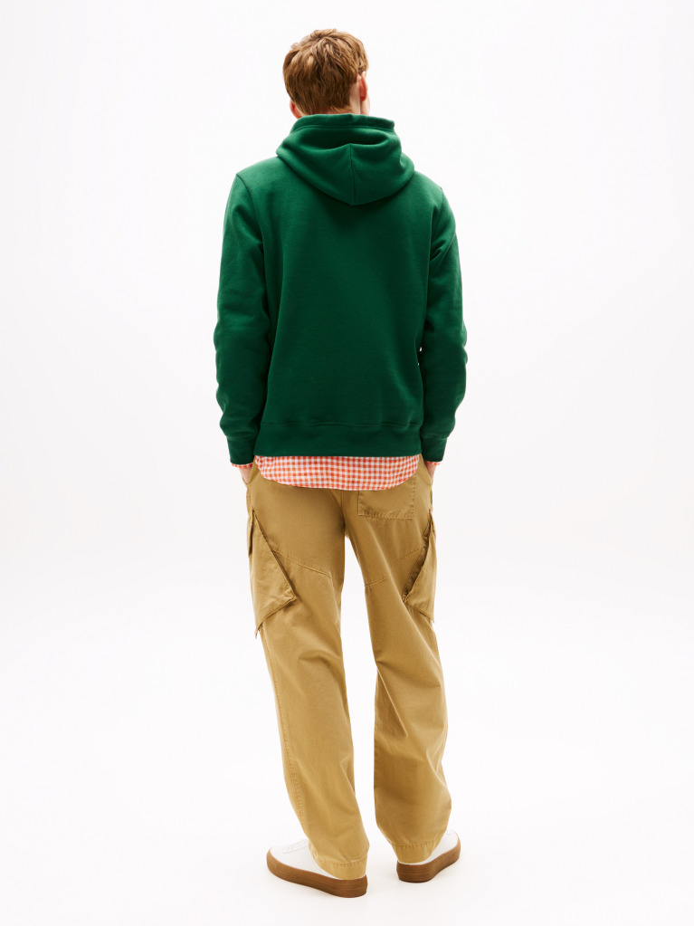 Verde Hanorac Din Fleece Cu Broderie Steag  Barbati