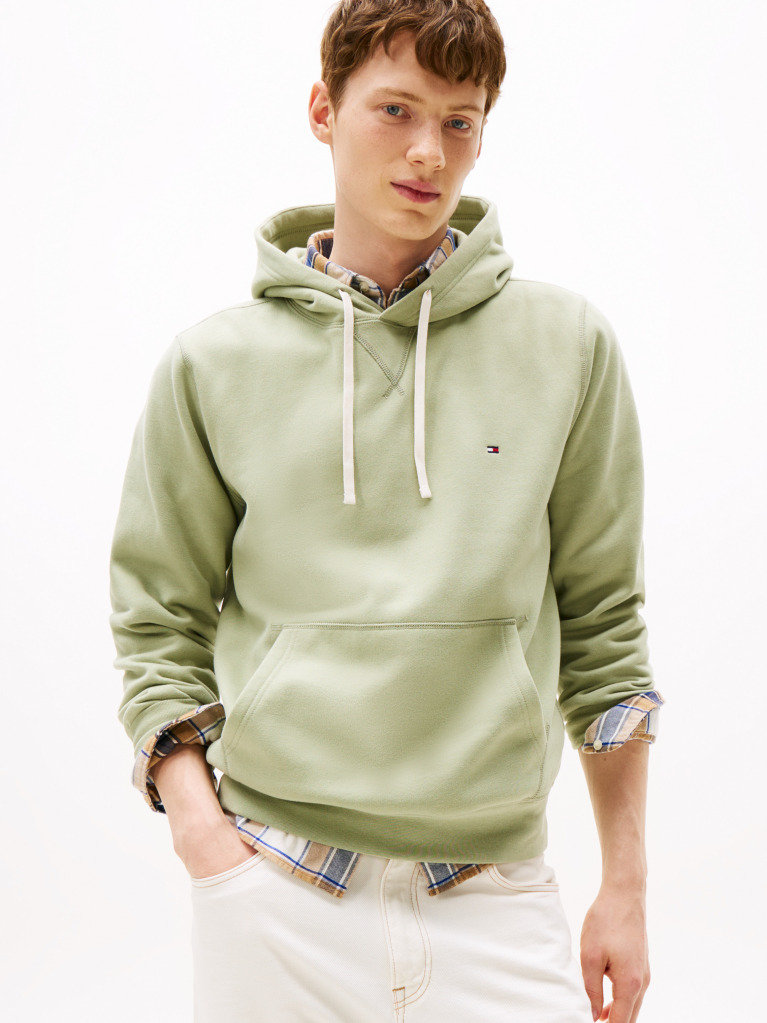 Verde Hanorac Din Fleece Cu Broderie Steag  Barbati