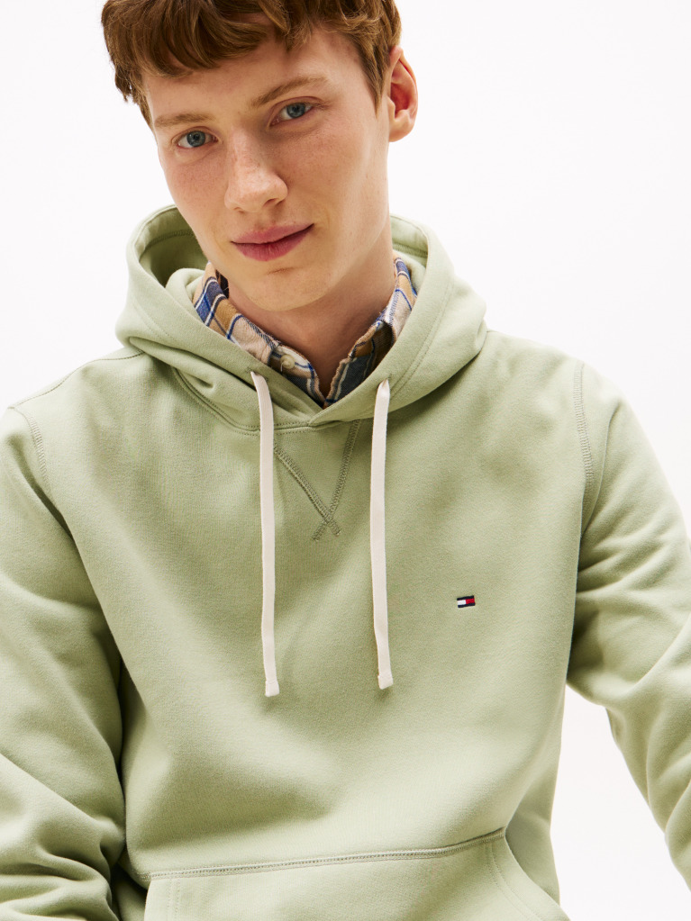 Verde Hanorac Din Fleece Cu Broderie Steag  Barbati