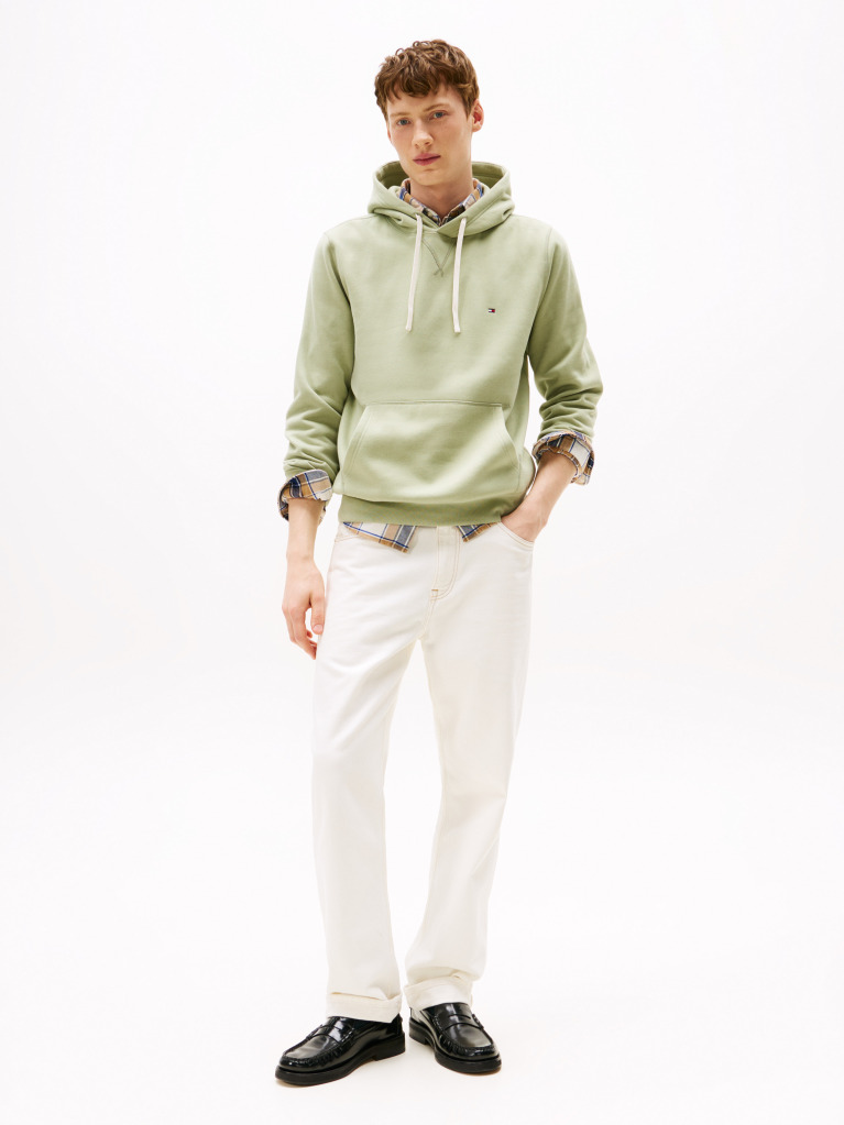 Verde Hanorac Din Fleece Cu Broderie Steag  Barbati